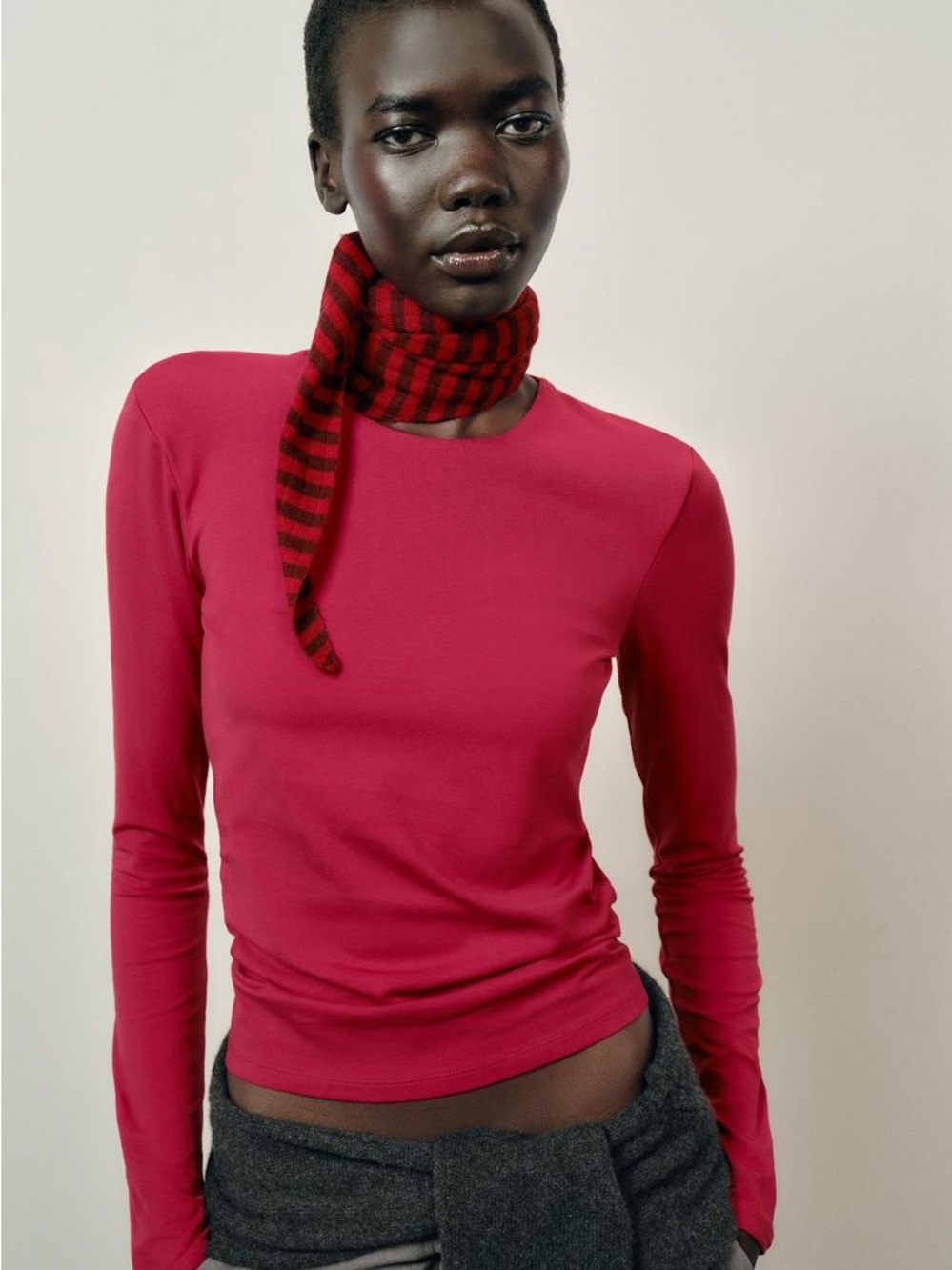 Zara basic cotton t-shirt Fuschia